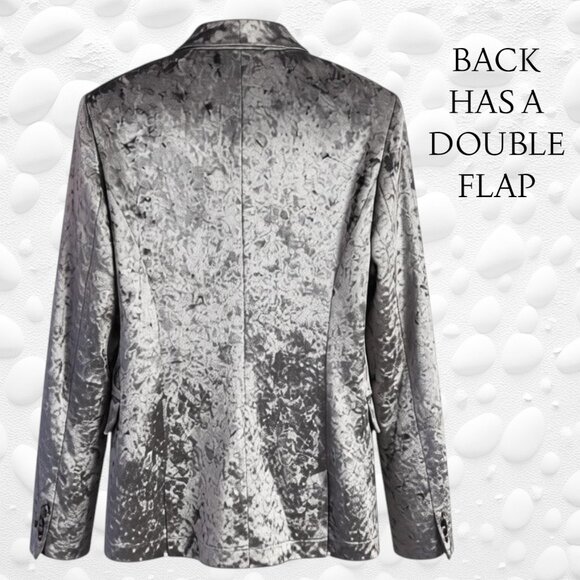 Stunning TOPSHOP Crushed Velvet Silver Fitted Blazer – Size US 4 (NWT) - Picture 3 of 9